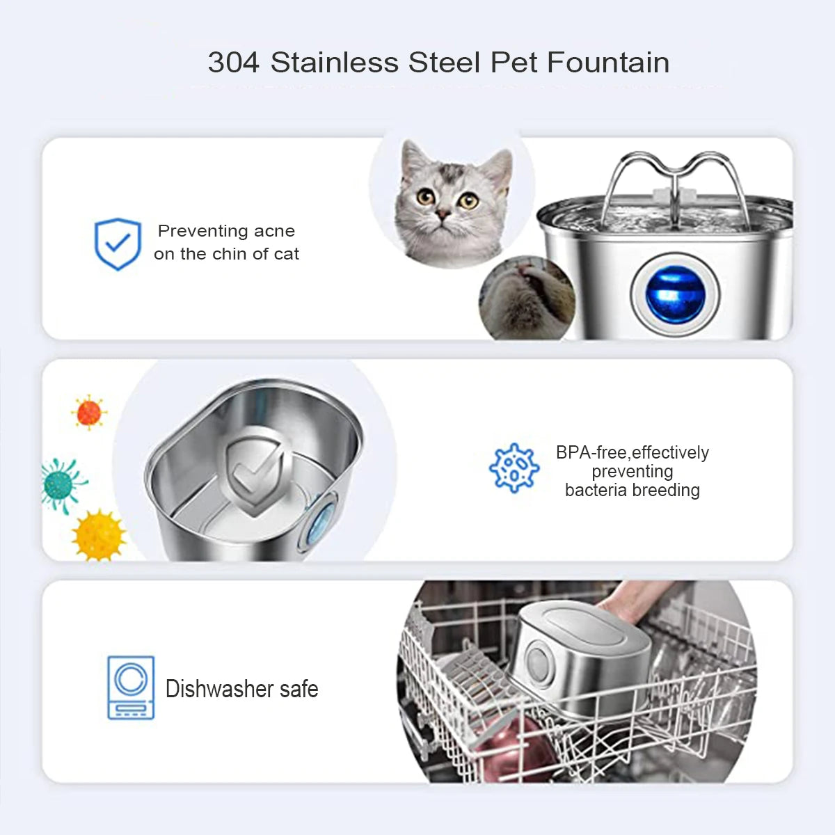 Automatic Stainless Steel Cat Water Fountain