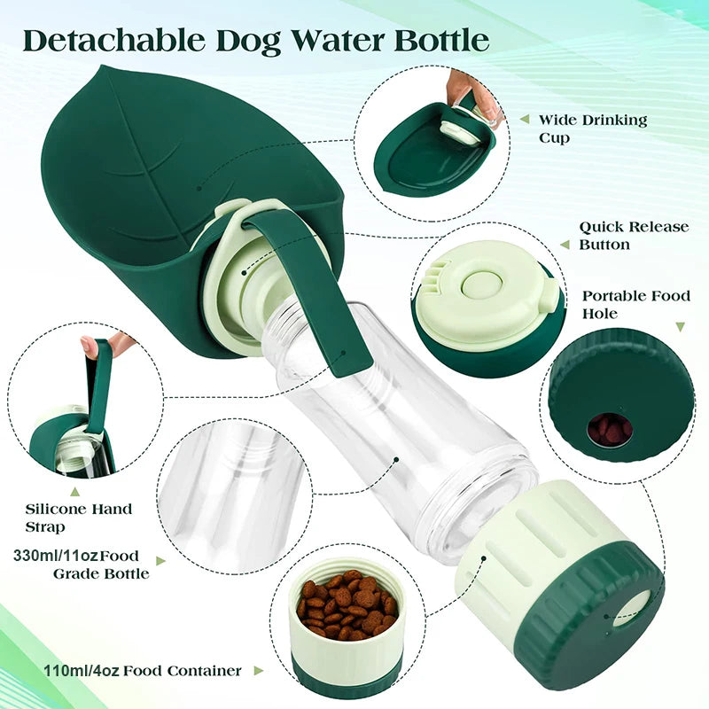 2 in 1 Portable Dog Water Bottle & Food Container