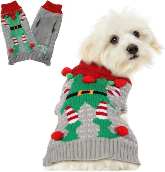 Dog Christmas Clothes, Christmas Dog Sweater for Large Dogs, Classic Red Large Dog Ugly Christmas Sweater，Grey XXL