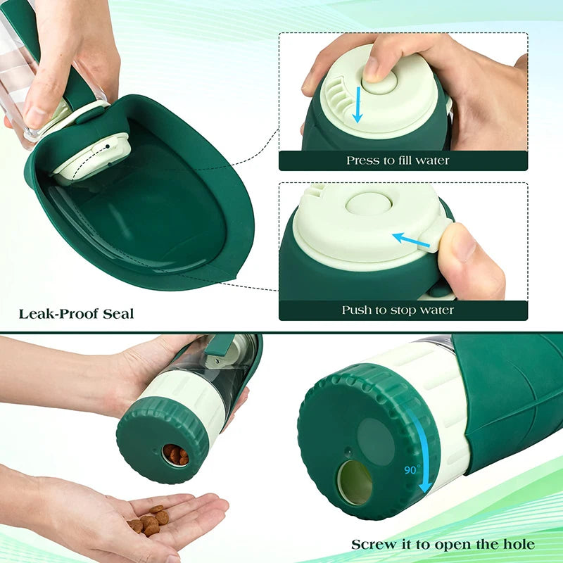 2 in 1 Portable Dog Water Bottle & Food Container